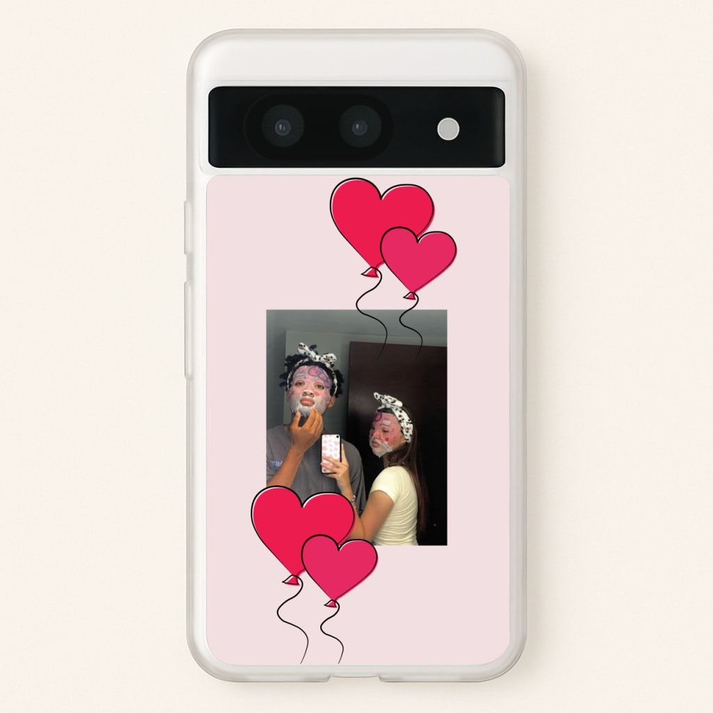 Heart Balloons - Personalised Couples - Personalised Valentine's Day Phone Case for Google Pixel 8a