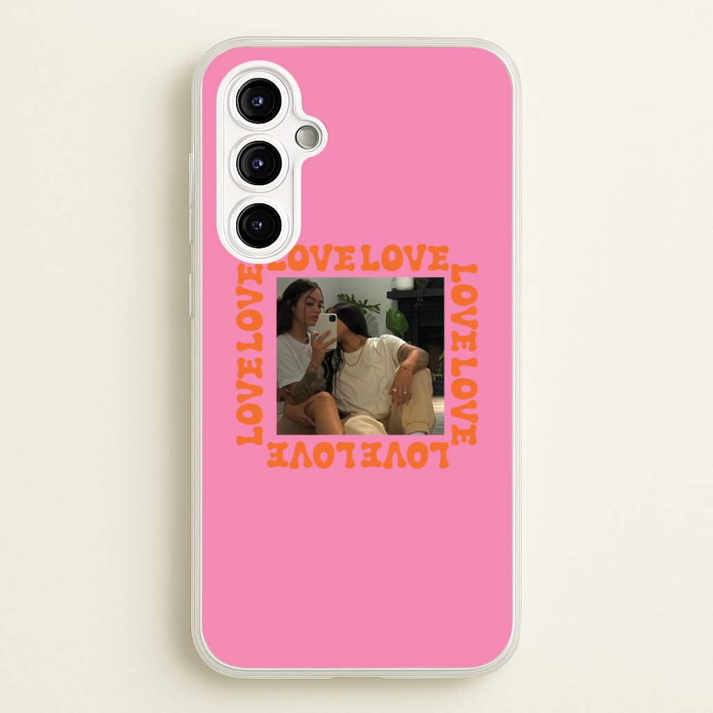 Love, Love, Love - Personalised Couples - Personalised Valentine's Day Phone Case for Galaxy A54