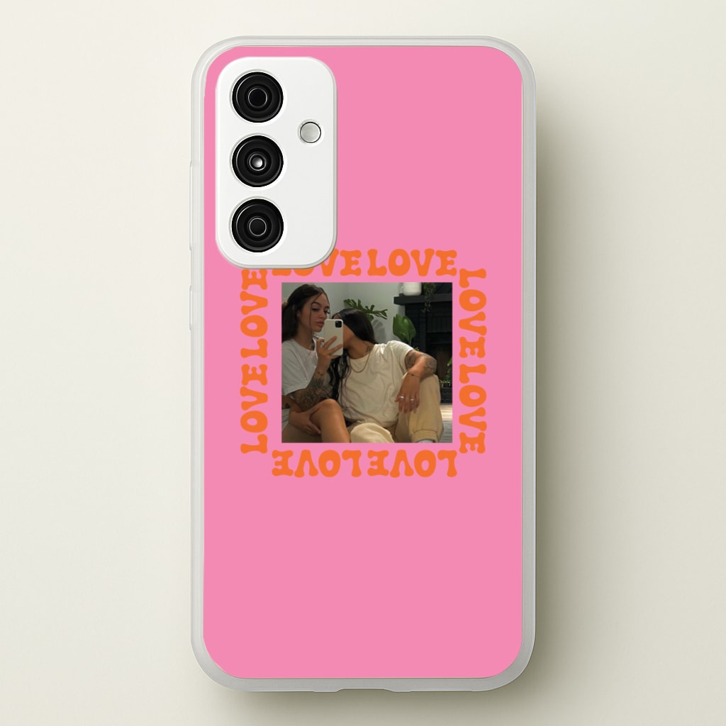 Love, Love, Love - Personalised Couples - Personalised Valentine's Day Phone Case for Galaxy A35