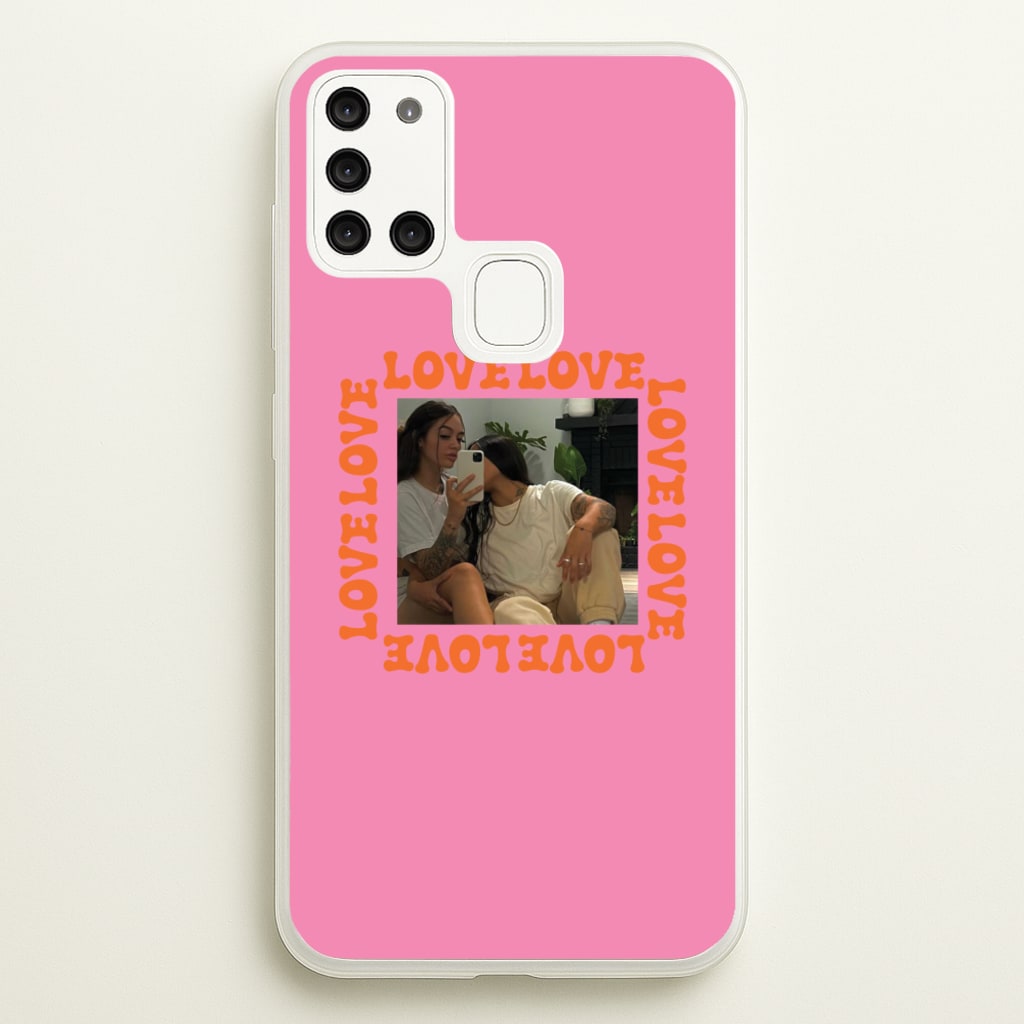 Love, Love, Love - Personalised Couples - Personalised Valentine's Day Phone Case for Galaxy A21s