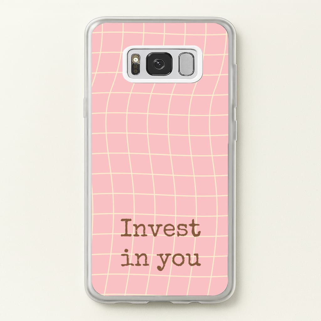 Invest In You, Baby Pink - Quotes Phone Case for Galaxy S8 Plus