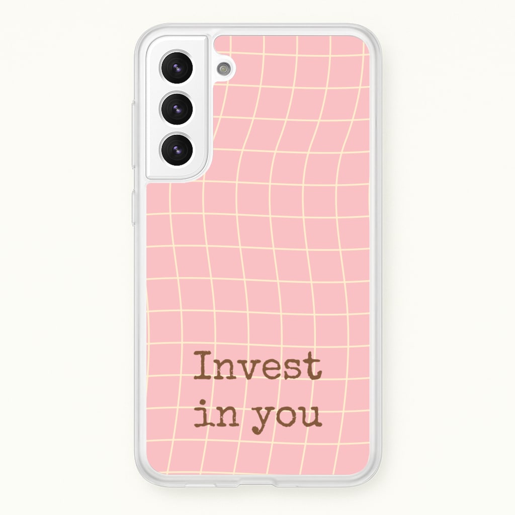 Invest In You, Baby Pink - Quotes Phone Case for Galaxy S21