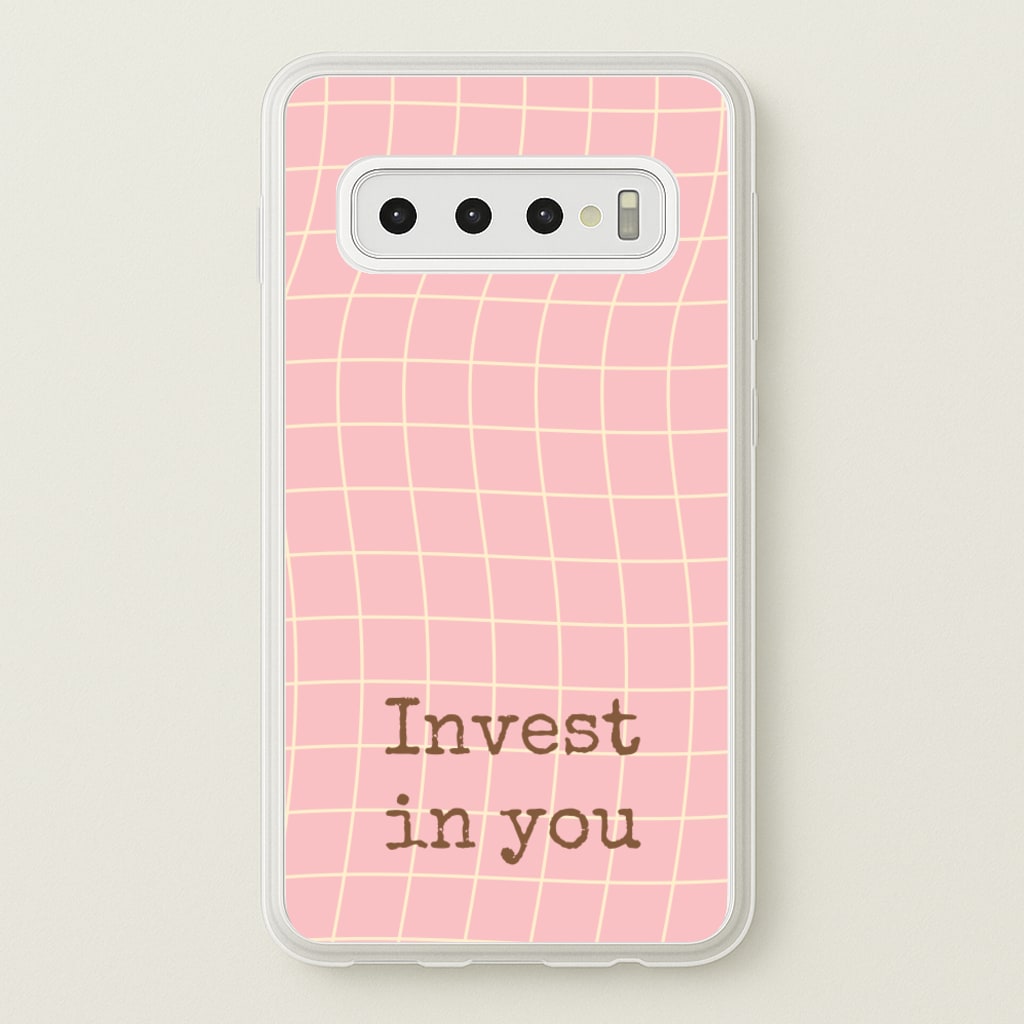 Invest In You, Baby Pink - Quotes Phone Case for Galaxy S10 Plus