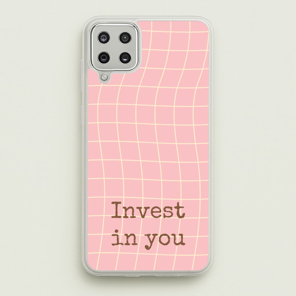 Invest In You, Baby Pink - Quotes Phone Case for Galaxy A12