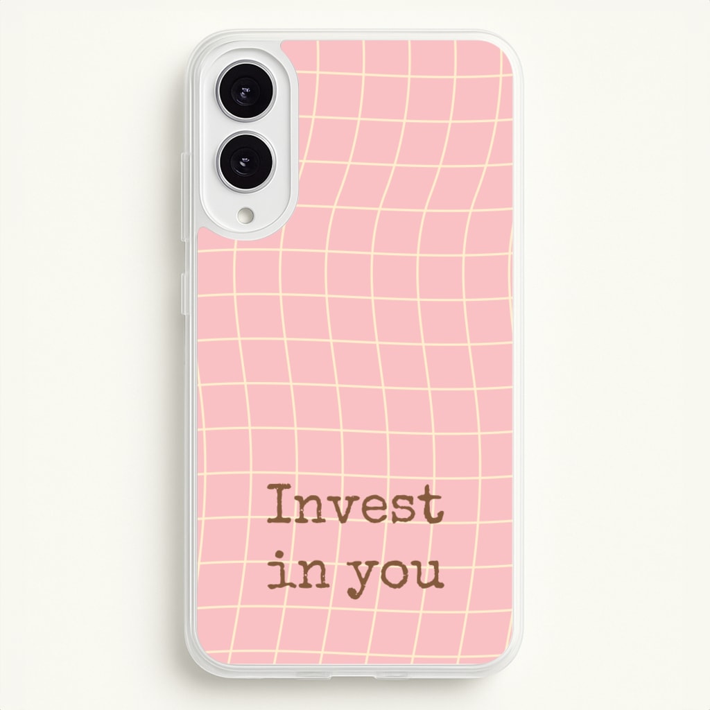 Invest In You, Baby Pink - Quotes Phone Case for Galaxy S25 Edge