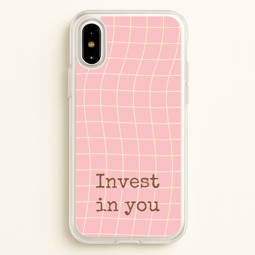 Invest In You, Baby Pink - Quotes Phone Case for iPhone X / XS