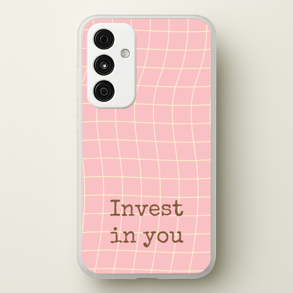 Invest In You, Baby Pink - Quotes Phone Case for Galaxy A35
