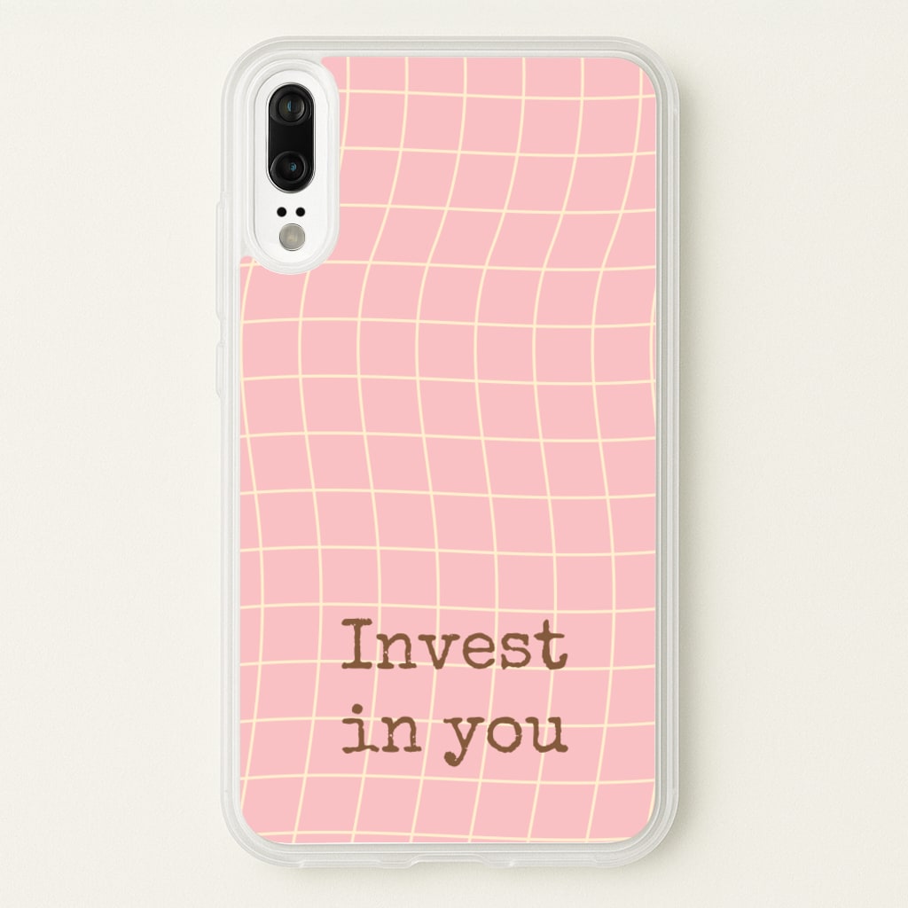 Invest In You, Baby Pink - Quotes Phone Case for Huawei P20