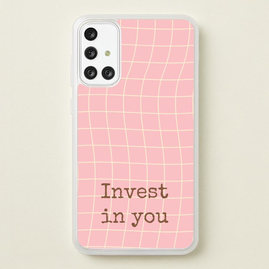Invest In You, Baby Pink - Quotes Phone Case for Galaxy A71