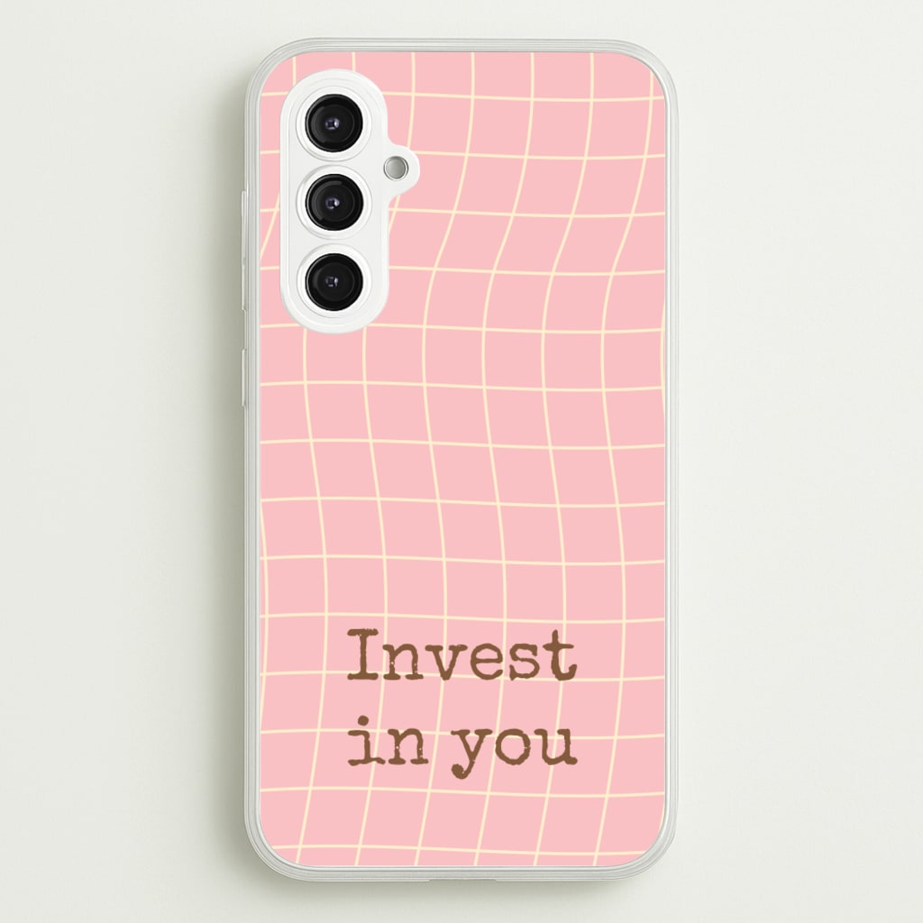 Invest In You, Baby Pink - Quotes Phone Case for Galaxy S23FE