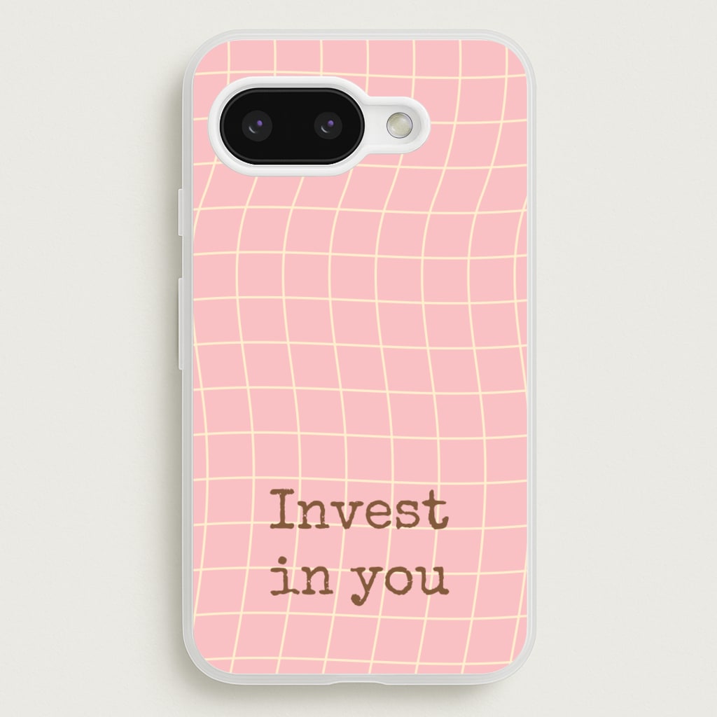 Invest In You, Baby Pink - Quotes Phone Case for Google Pixel 9a