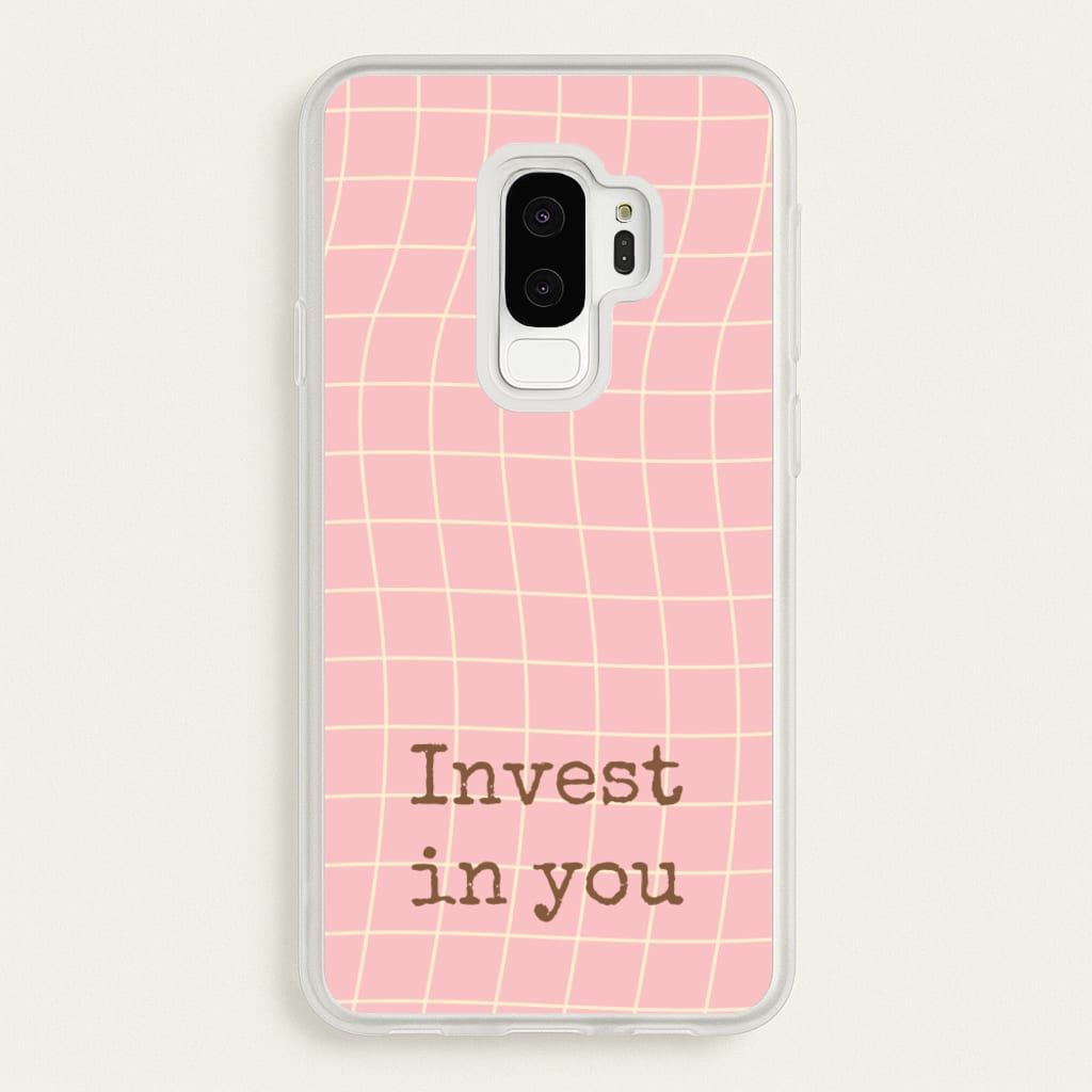 Invest In You, Baby Pink - Quotes Phone Case for Galaxy S9 Plus