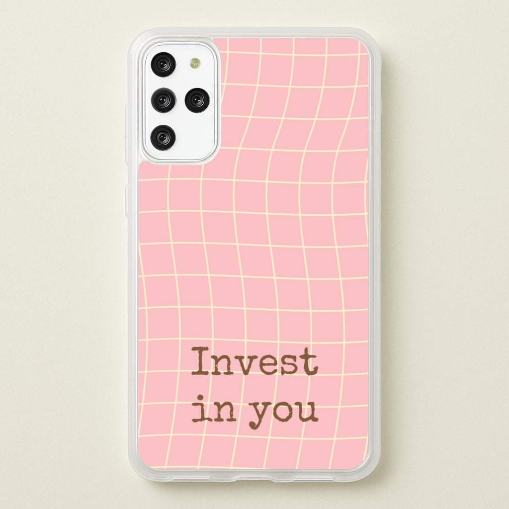 Invest In You, Baby Pink - Quotes Phone Case for Galaxy S20 Plus