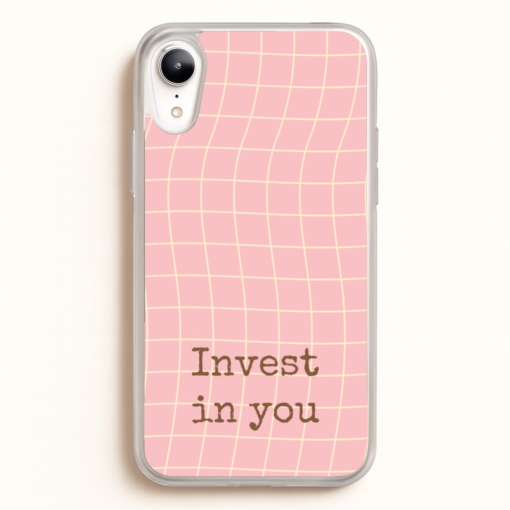 Invest In You, Baby Pink - Quotes Phone Case for iPhone XR