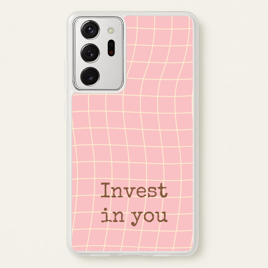 Invest In You, Baby Pink - Quotes Phone Case for Galaxy Note 20 Ultra