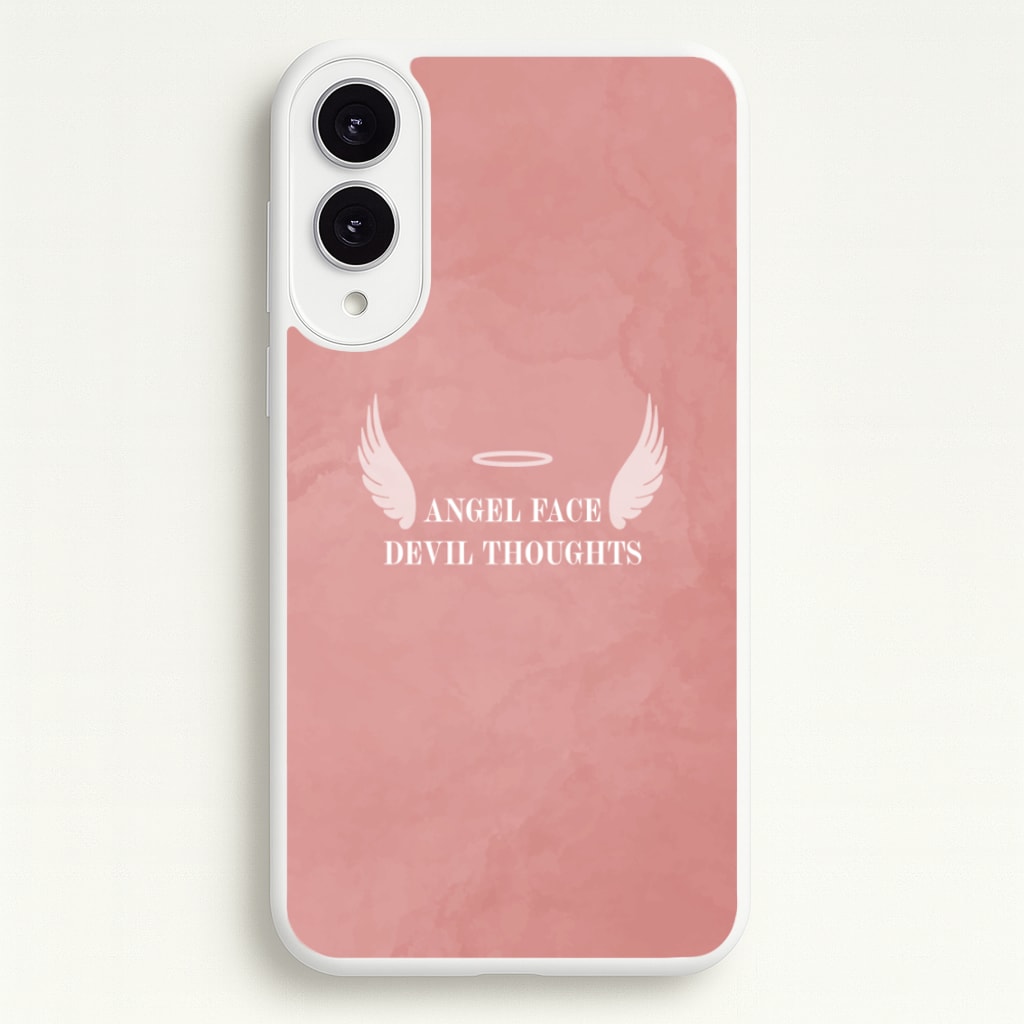 Angel Face Devil Thoughts - Quotes Phone Case for Galaxy S25 Edge