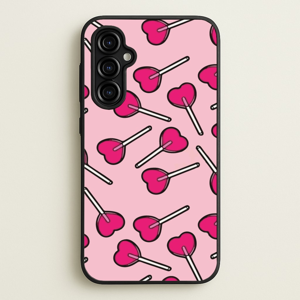 Cherry Heart Lollipops - Pattern Phone Case for Galaxy A54