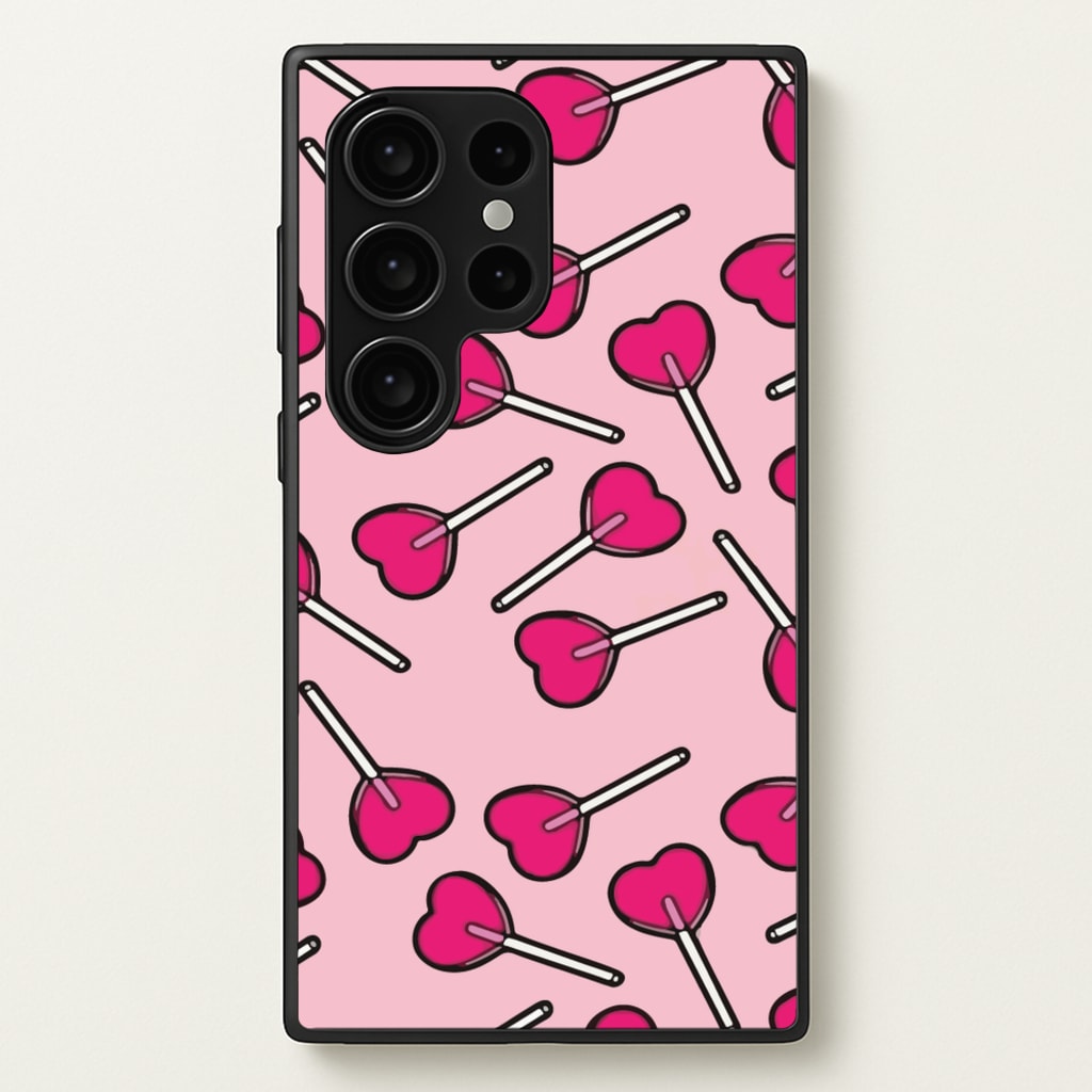 Cherry Heart Lollipops - Pattern Phone Case for Galaxy S24 Ultra