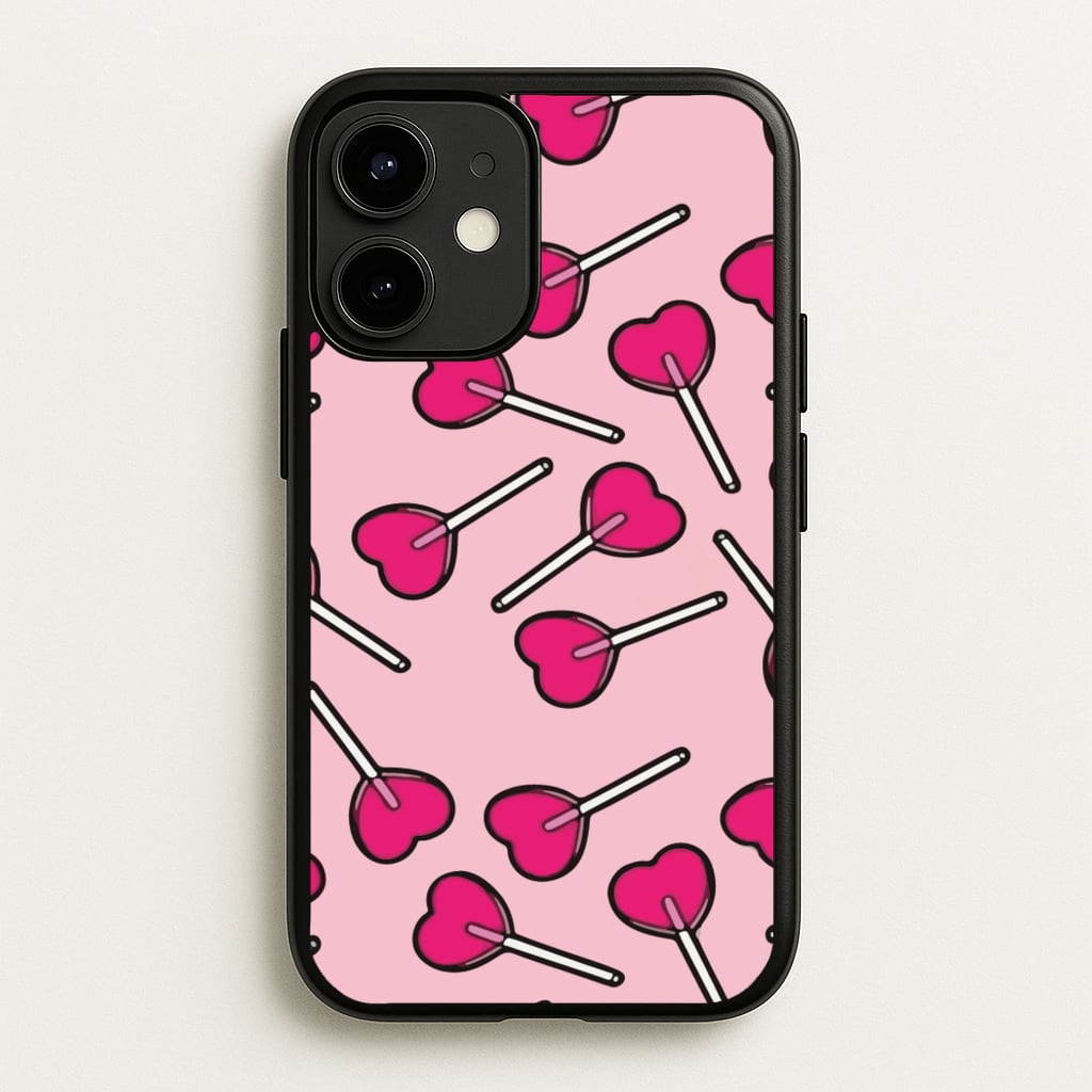 Cherry Heart Lollipops - Pattern Phone Case for iPhone 12 / 12 Pro