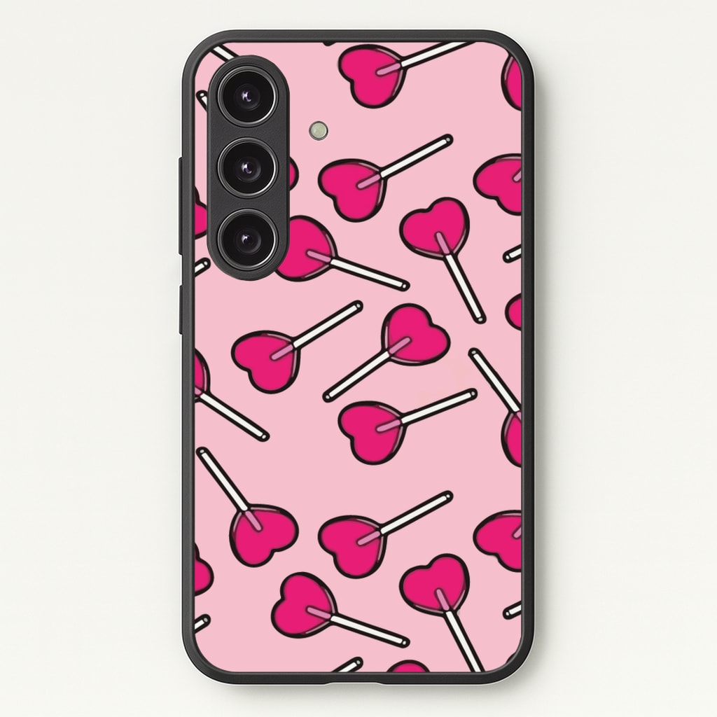 Cherry Heart Lollipops - Pattern Phone Case for Galaxy S24