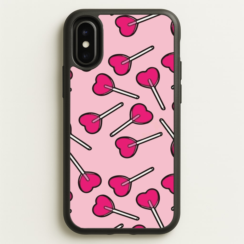 Cherry Heart Lollipops - Pattern Phone Case for iPhone X / XS