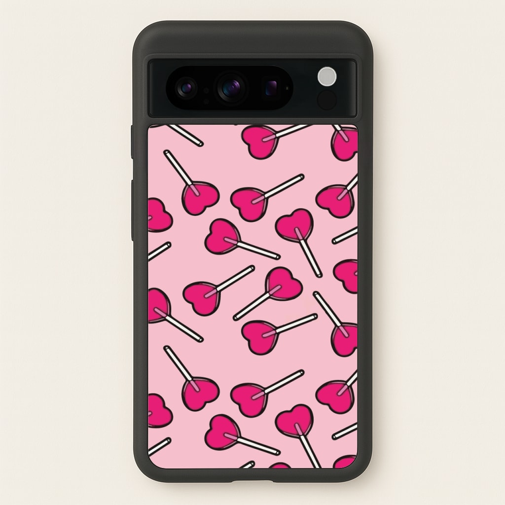 Cherry Heart Lollipops - Pattern Phone Case for Google Pixel 8 Pro