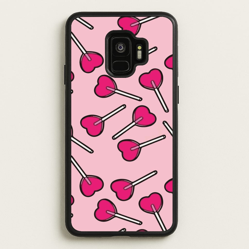 Cherry Heart Lollipops - Pattern Phone Case for Galaxy S9