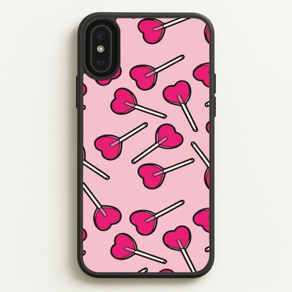 Cherry Heart Lollipops - Pattern Phone Case for iPhone XS Max