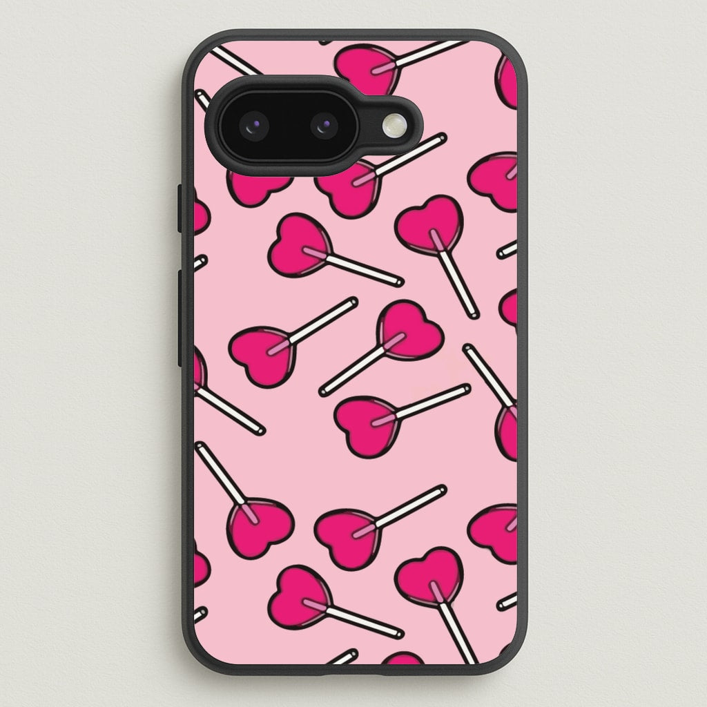 Cherry Heart Lollipops - Pattern Phone Case for Google Pixel 9a