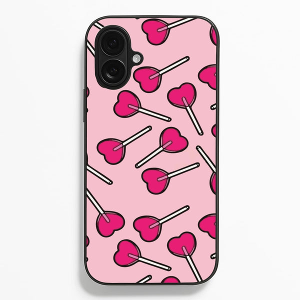 Cherry Heart Lollipops - Pattern Phone Case for iPhone 16 Plus