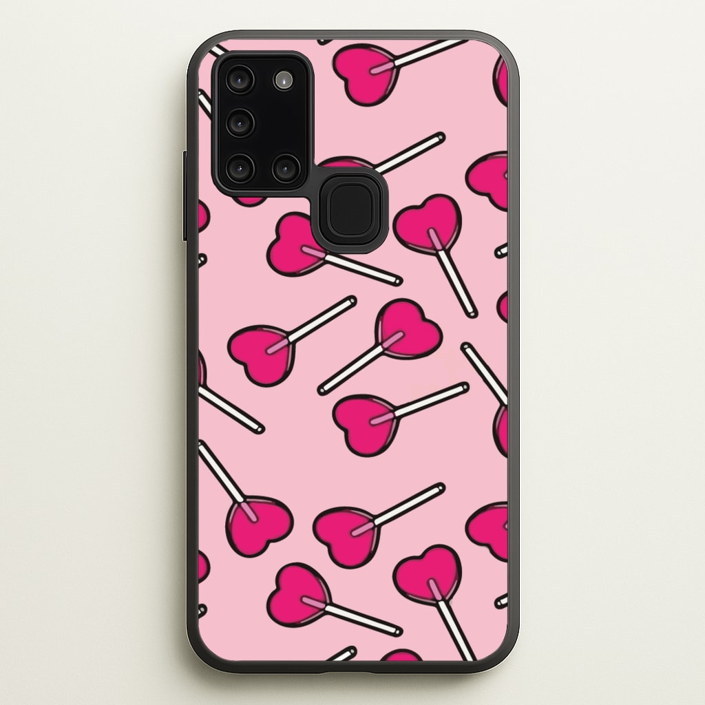 Cherry Heart Lollipops - Pattern Phone Case for Galaxy A21s