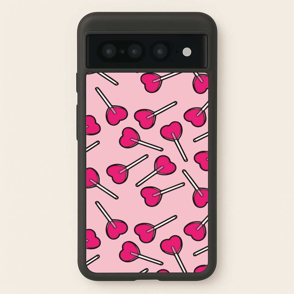 Cherry Heart Lollipops - Pattern Phone Case for Google Pixel 7 Pro