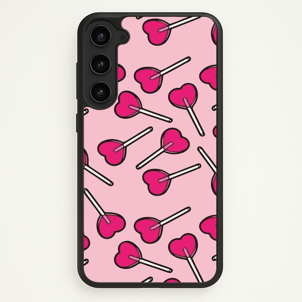 Cherry Heart Lollipops - Pattern Phone Case for Galaxy S23