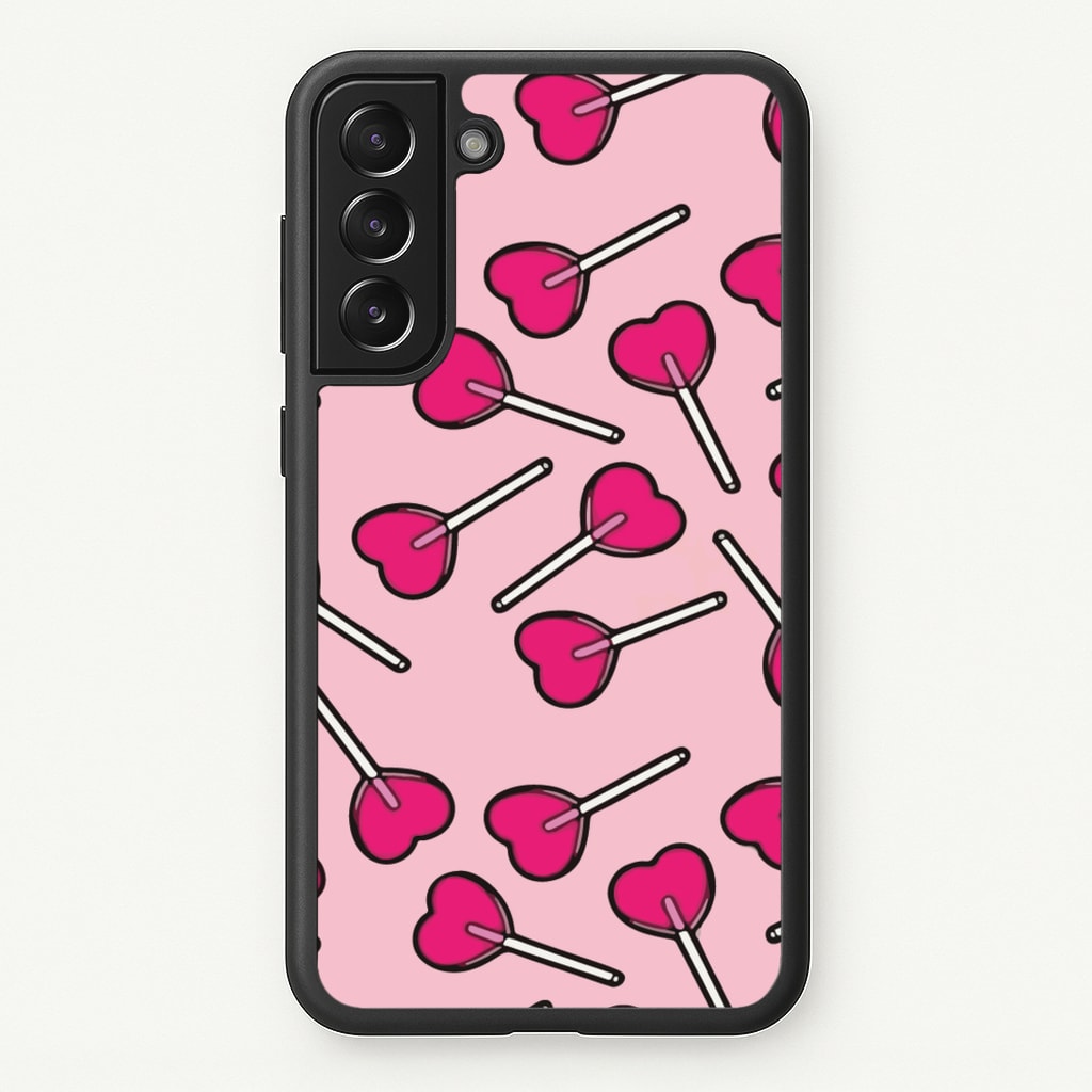Cherry Heart Lollipops - Pattern Phone Case for Galaxy S21FE