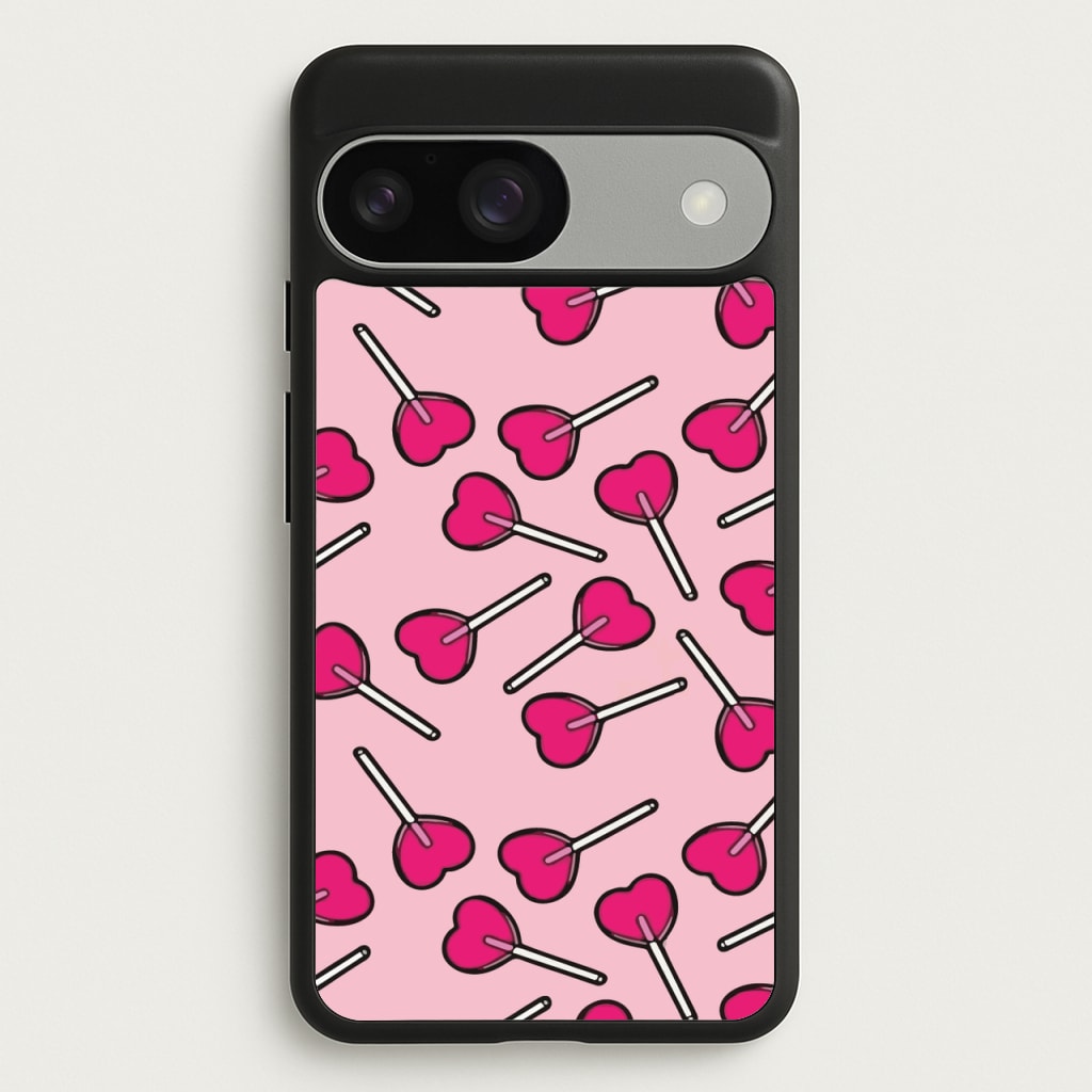 Cherry Heart Lollipops - Pattern Phone Case for Google Pixel 9 / 9 Pro
