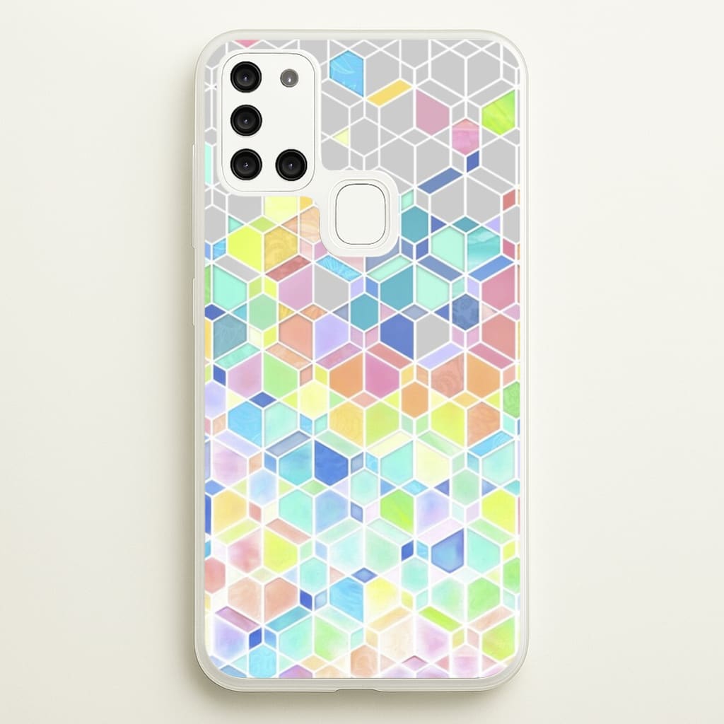 Bright Hexagon Pattern - Pattern Phone Case for Galaxy A21s