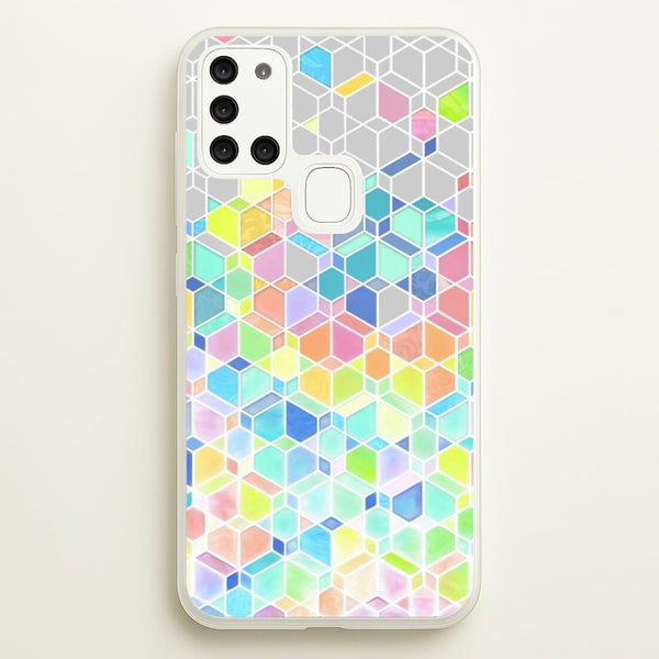 Bright Hexagon Pattern - Pattern Phone Case for Galaxy A21s