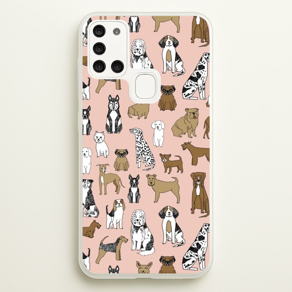 Dog Breeds - Animal Pattern - Pattern Phone Case for Galaxy A21s