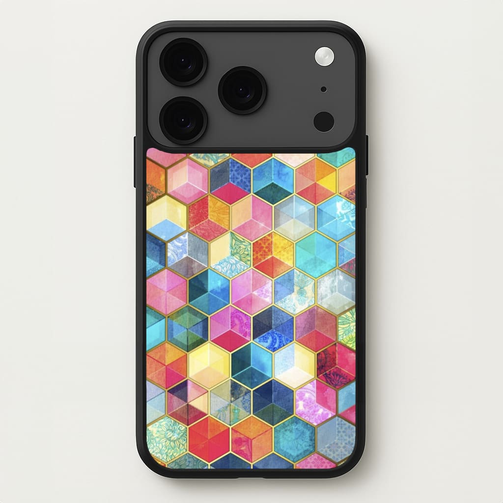 Colourful Honeycomb Pattern Phone Case for iPhone 17 Pro Max