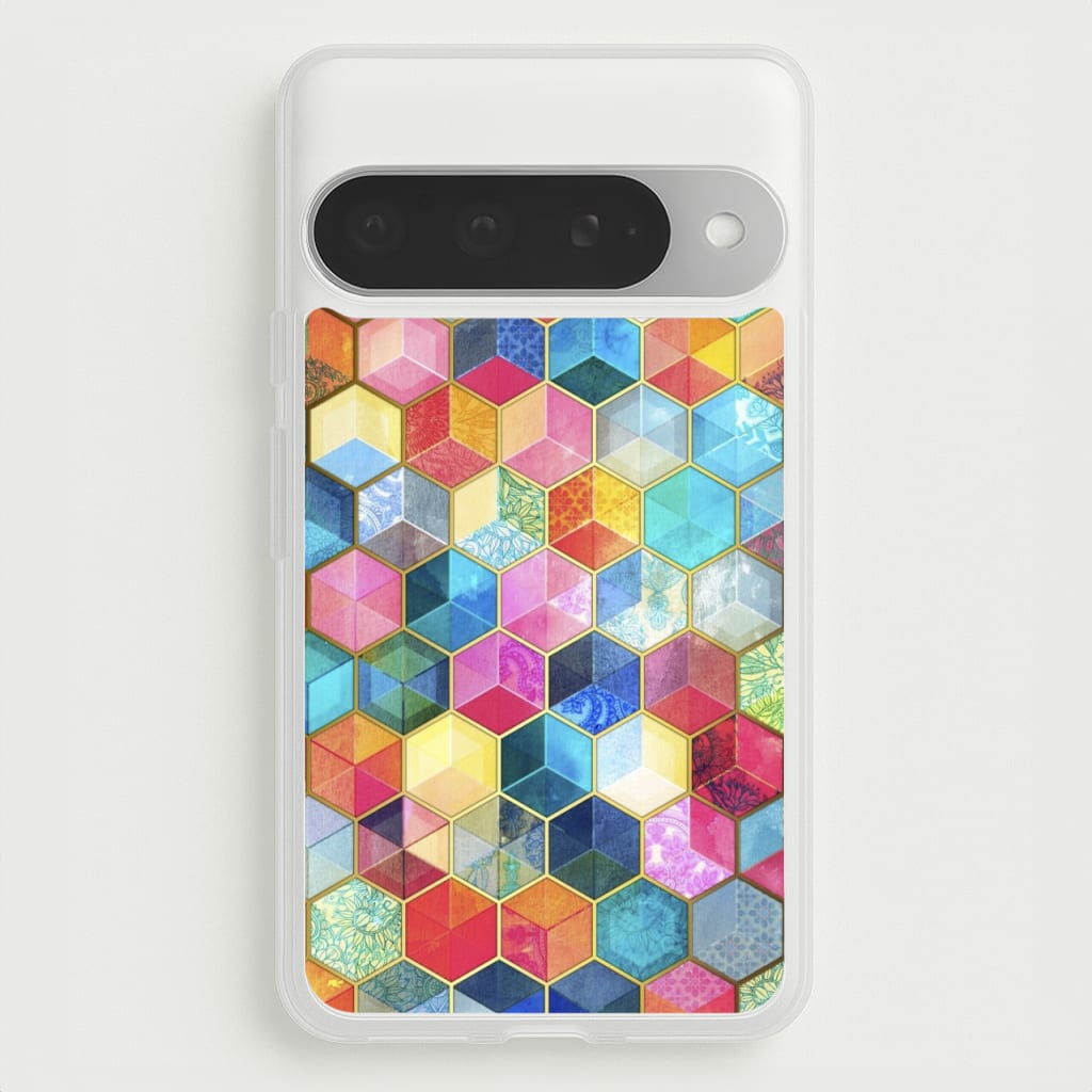 Colourful Honeycomb Pattern Phone Case for Google Pixel 10 Pro XL