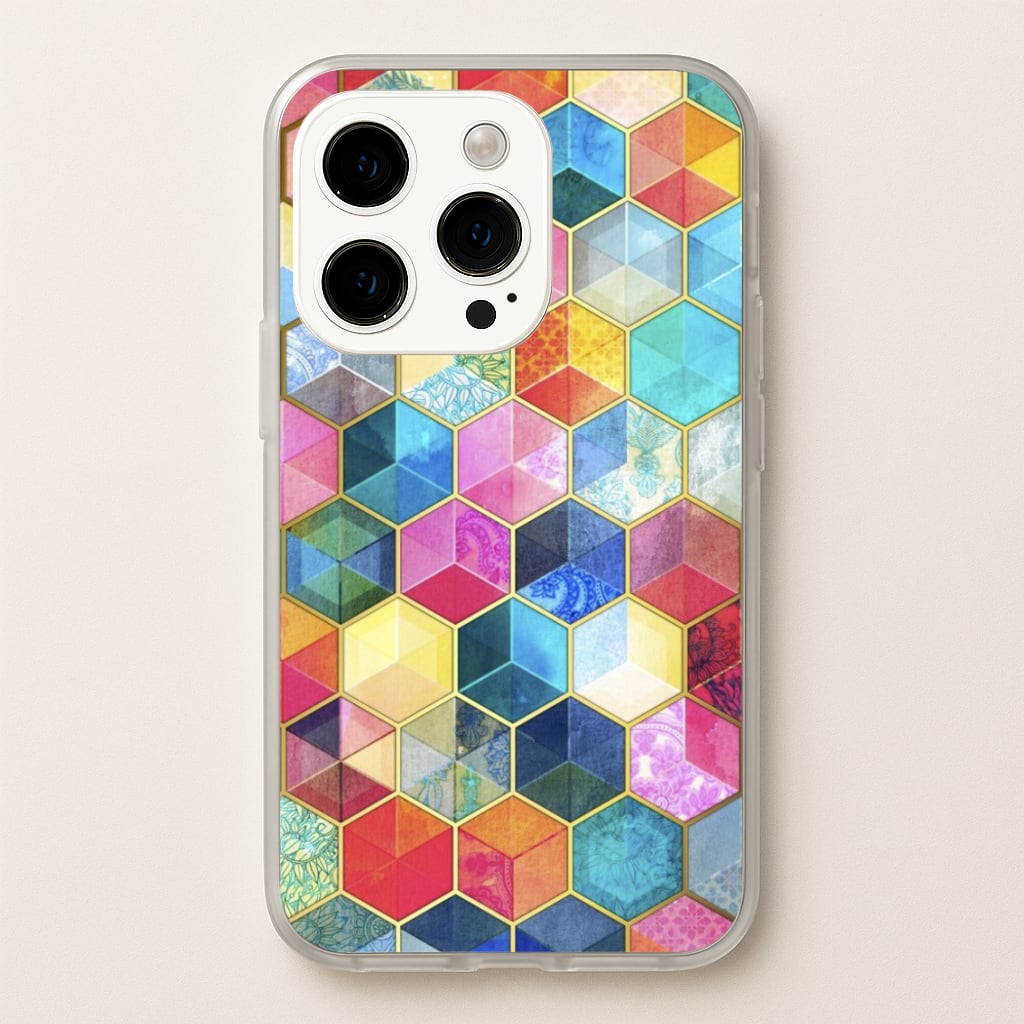 Colourful Honeycomb Pattern - Pattern Phone Case for iPhone 14 Pro