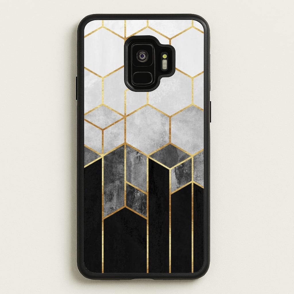 Black White & Gold Honeycomb Pattern - Pattern Phone Case for Galaxy S9