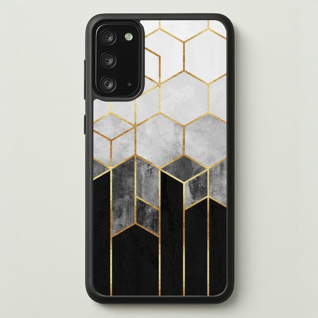 Black White & Gold Honeycomb Pattern - Pattern Phone Case for Galaxy Note 20