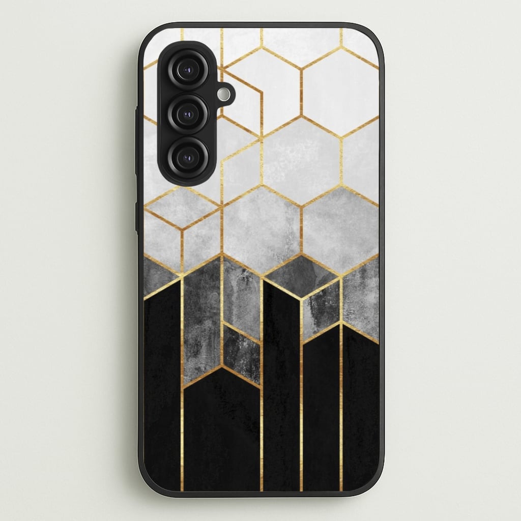 Black White & Gold Honeycomb Pattern - Pattern Phone Case for Galaxy S23FE