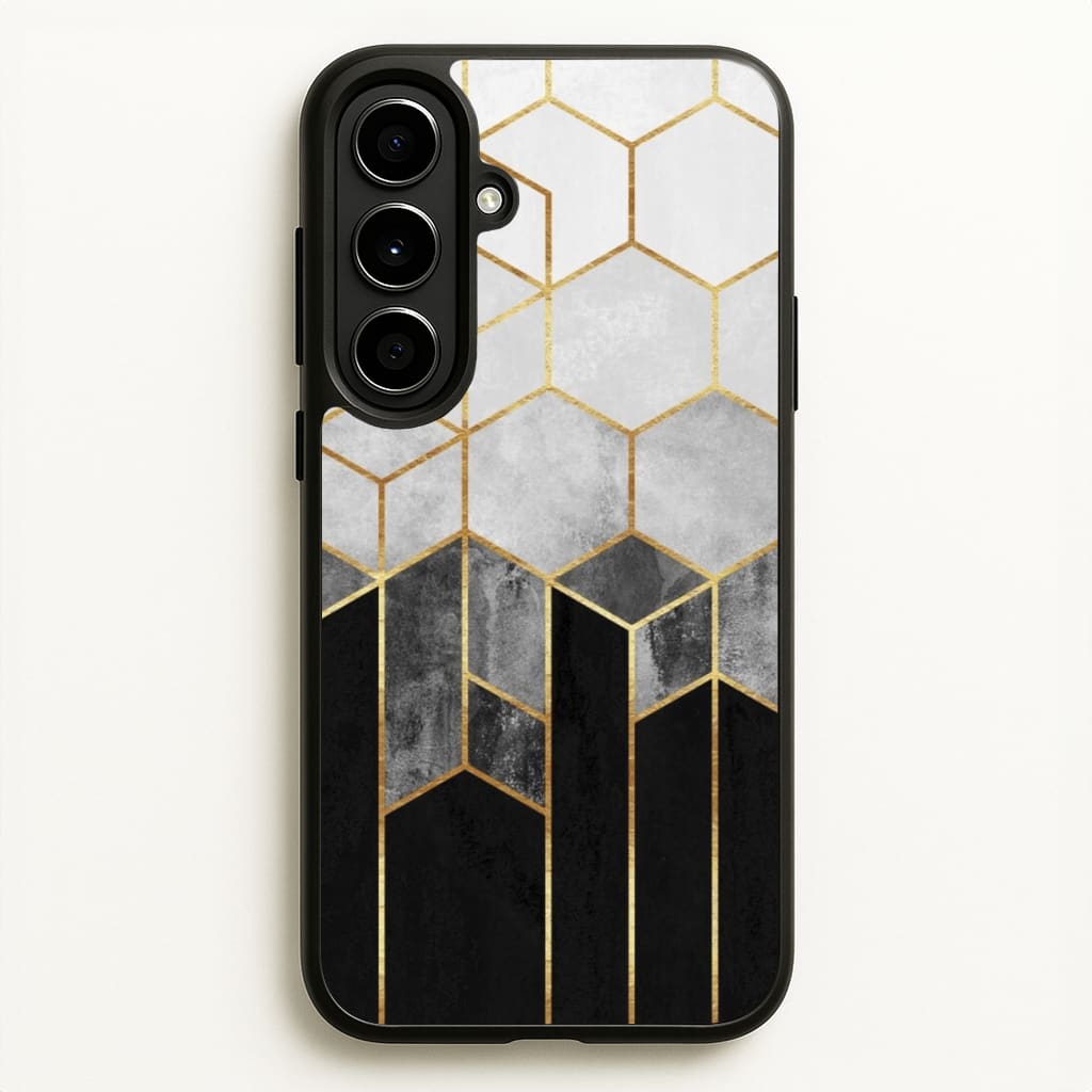 Black White & Gold Honeycomb Pattern - Pattern Phone Case for Galaxy A56