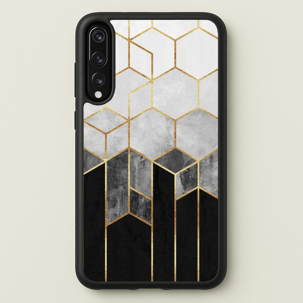 Black White & Gold Honeycomb Pattern - Pattern Phone Case for Huawei P20 Pro