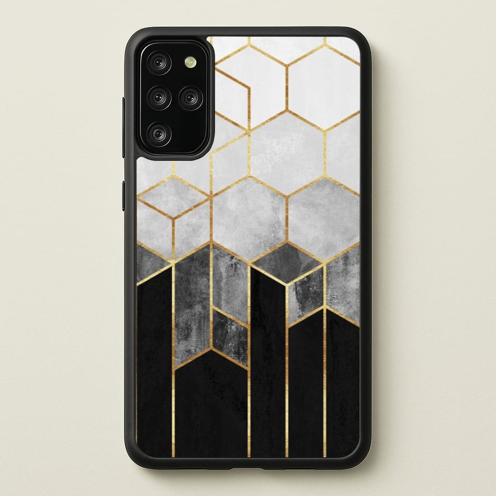 Black White & Gold Honeycomb Pattern - Pattern Phone Case for Galaxy S20 Plus