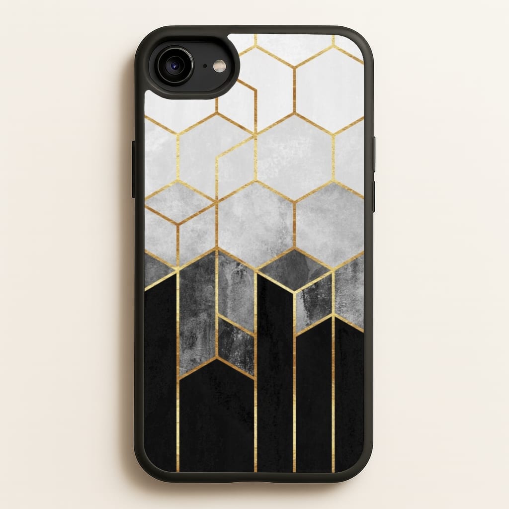 Black White & Gold Honeycomb Pattern - Pattern Phone Case for iPhone 6 / 7 / 8 / SE