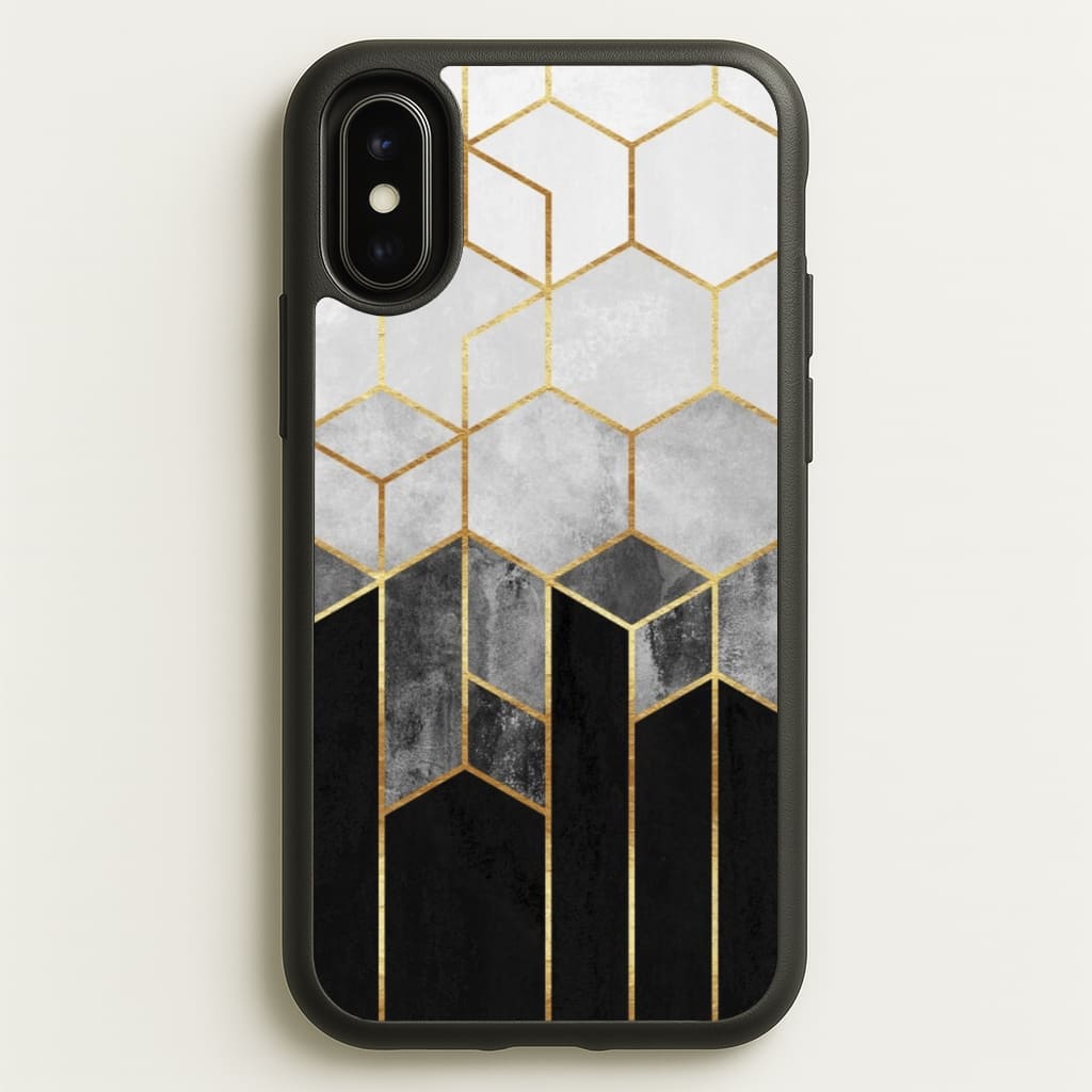 Black White & Gold Honeycomb Pattern - Pattern Phone Case for iPhone X / XS