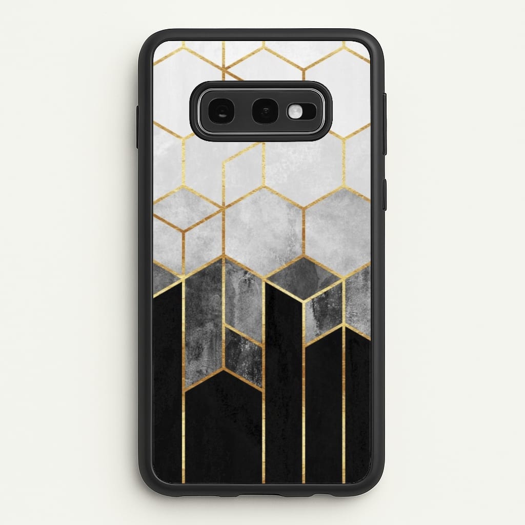 Black White & Gold Honeycomb Pattern - Pattern Phone Case for Galaxy S10e